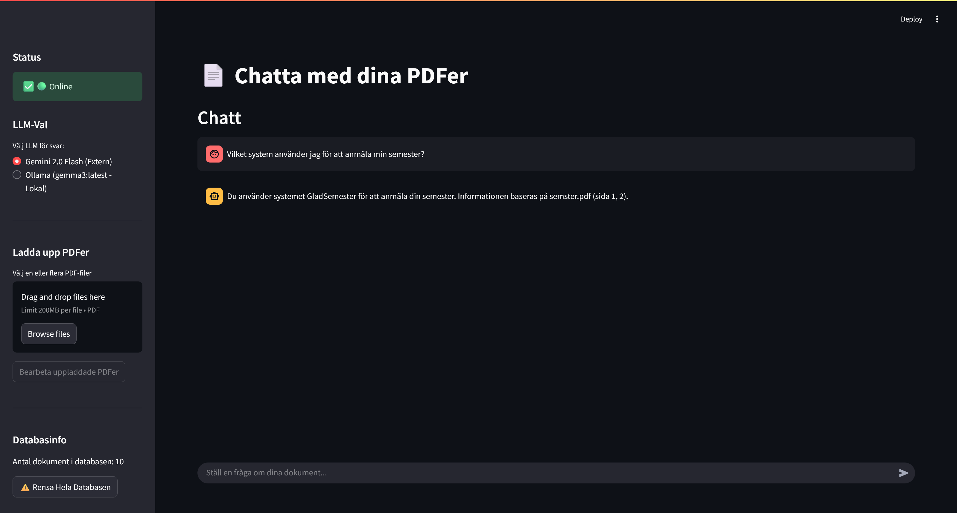 RAG-chatt där Gemini 2.0 används